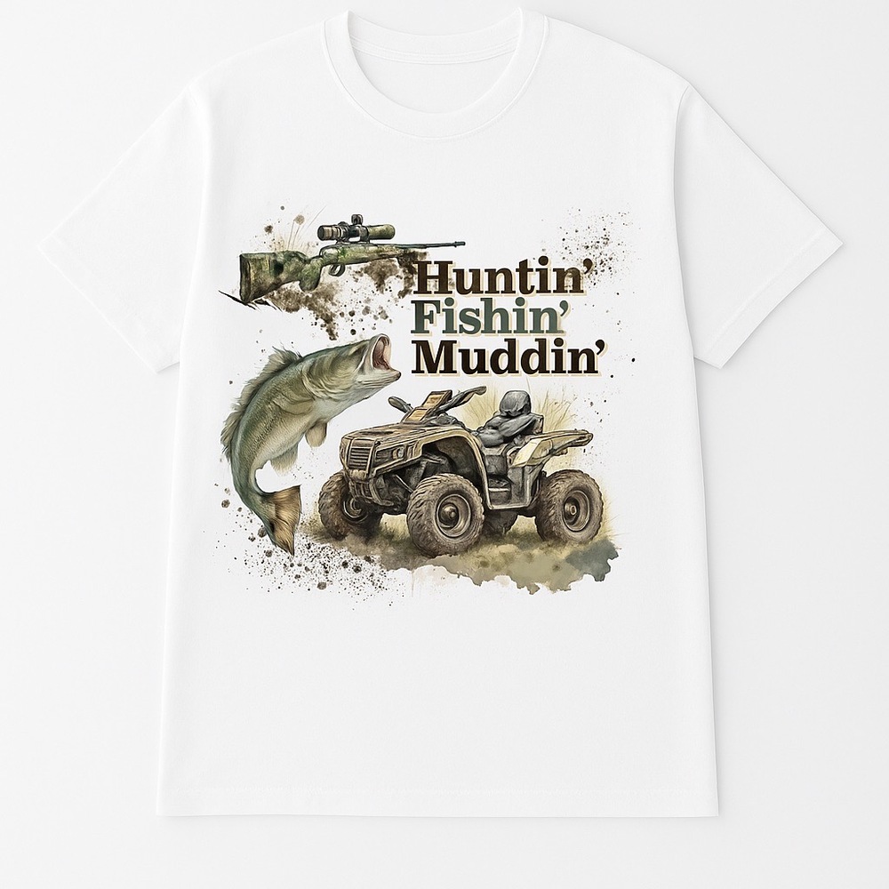 Handmade Unisex ANY SIZE T-Shirt/Hoodie Huntin Fishin Muddin Outdoor Graphic Tee